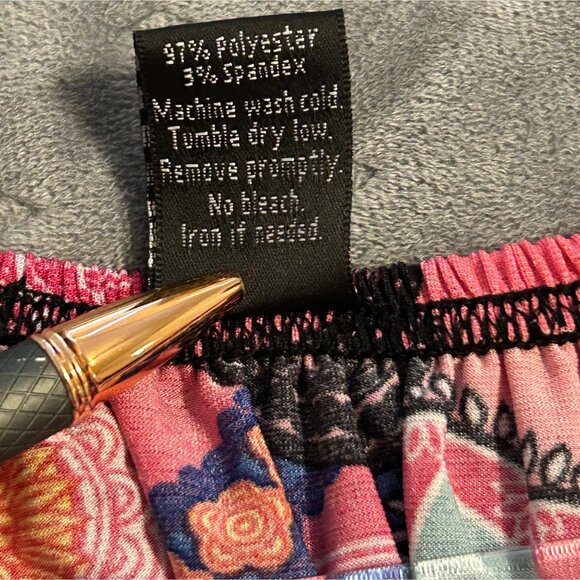 Win Win Women’s Paisley Print Tunic w/ Lace Bell Pinwheel Sleeves L-XL Pink Blue - Picture 5 of 6